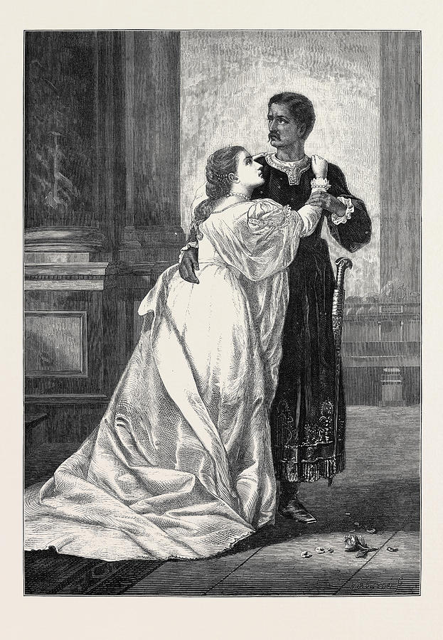 Othello Play Analysis - Othello and Desdemona hugging 