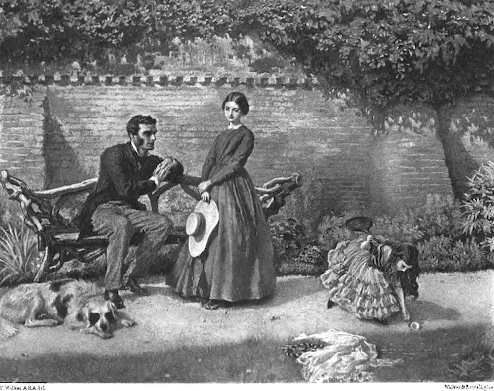 Jane Eyre and Rochester in the garden